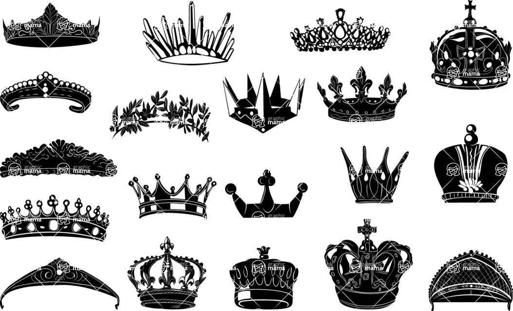 Vector silhouettes - Vector Crown Silhouettes Set